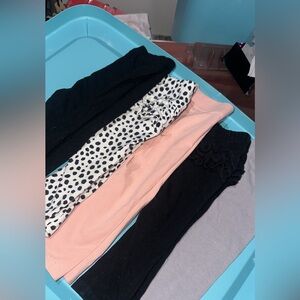 Set of Four Leggings - Black, Pink, Gray, and Animal Print
